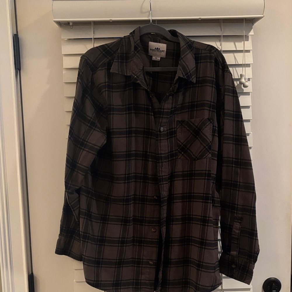 Dark Plaid Long Sleeve Shirt